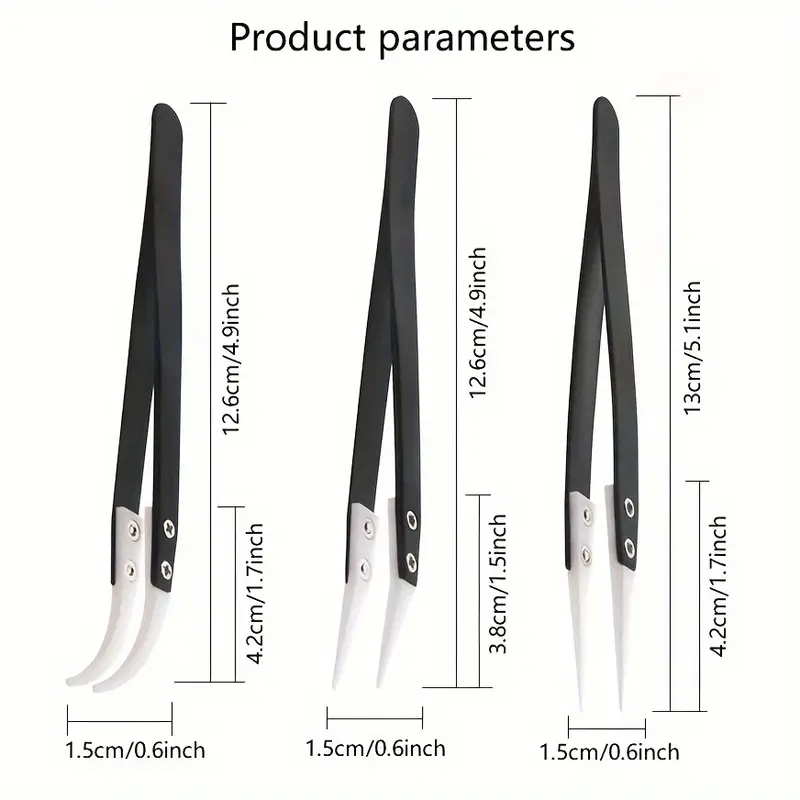 Isolation Tweezer Curved - Keramisch antistatisch pincet, industrieel roestvrijstalen keramisch