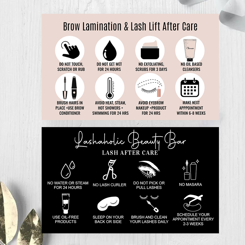 Eyelash Extension Aftercare - Aangepaste wimperextensions Loyaliteitskaarten Instructiekaarten Nazorg Kaartontwerp