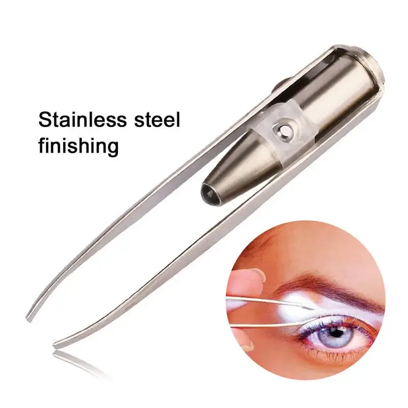 Eyelash Extension Led - 1/3 Stuks Led Wenkbrauw Pincet Rvs