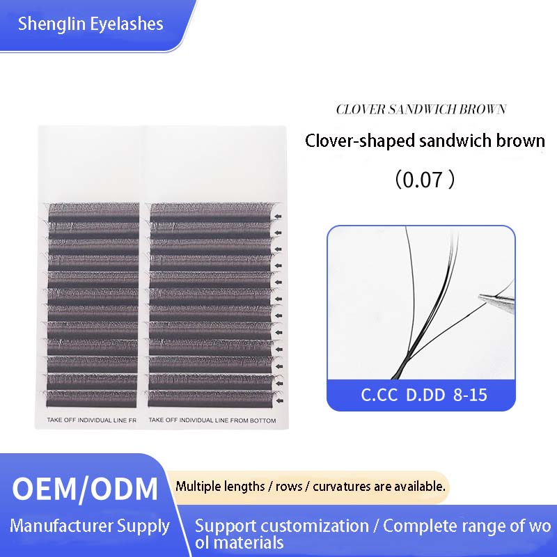 Eyelash Extension Volume Lashes - 1PCS/2PCS Klaver Bruine Wimperextensions, Zachte Haren,