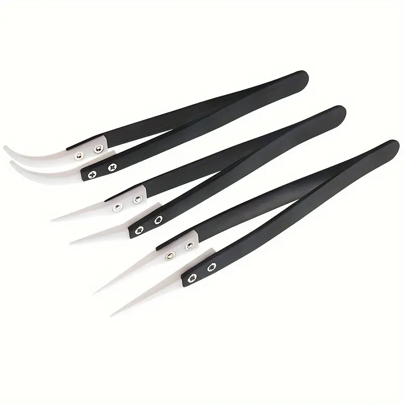 Isolation Tweezer Curved - Keramische antistatische pincetten, industriële roestvrijstalen keramische