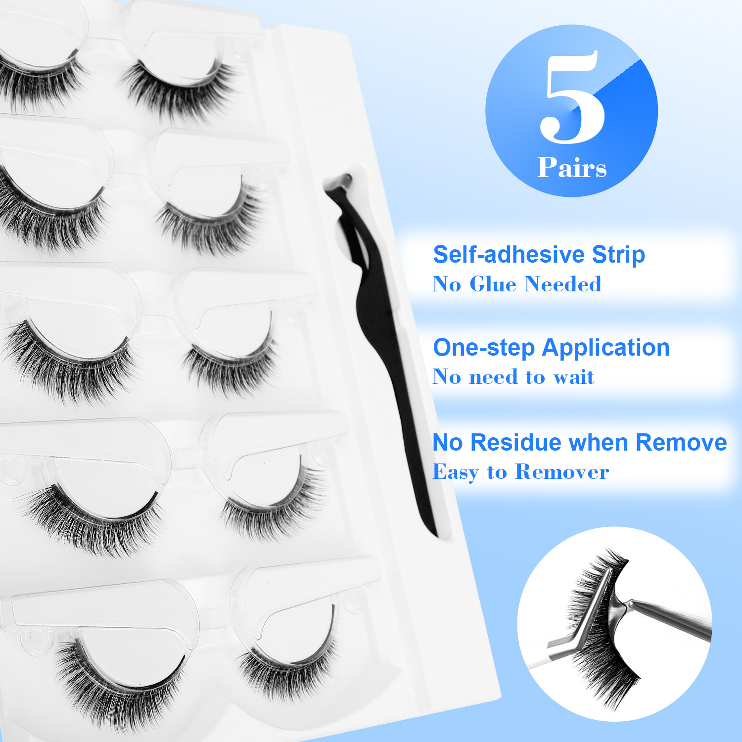 5 paar lijmvrije zelfklevende  - Eyelash Extension Uv Glue recensie en prijs